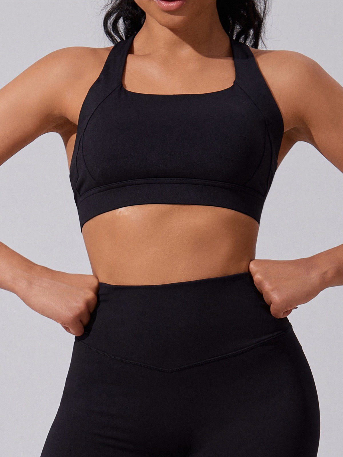 Chocolate Brown Cross-Back Sports Bra