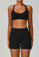 Blue Grey Cross-Back Sports Bra