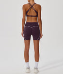 Purple High-Waist Contour Biker Shorts – Effortless Style & Comfort