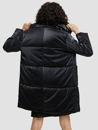 Faux Leather Cotton-padded Coat