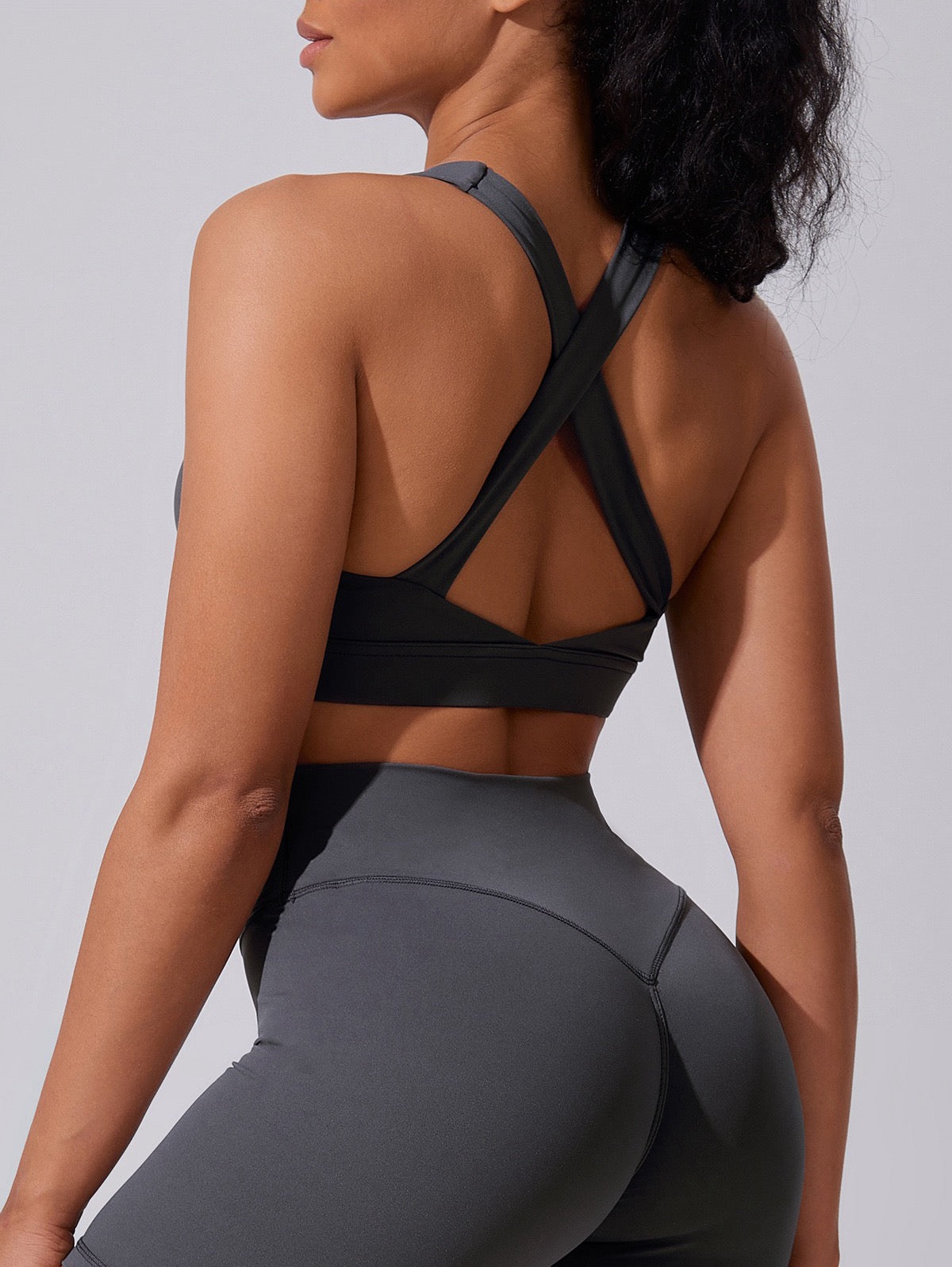 Chocolate Brown Cross-Back Sports Bra