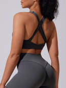 Chocolate Brown Cross-Back Sports Bra