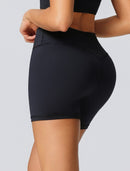 V-Waist High-Rise Shorts – Brown | Contouring & Supportive Fit
