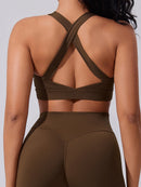 Chocolate Brown Cross-Back Sports Bra