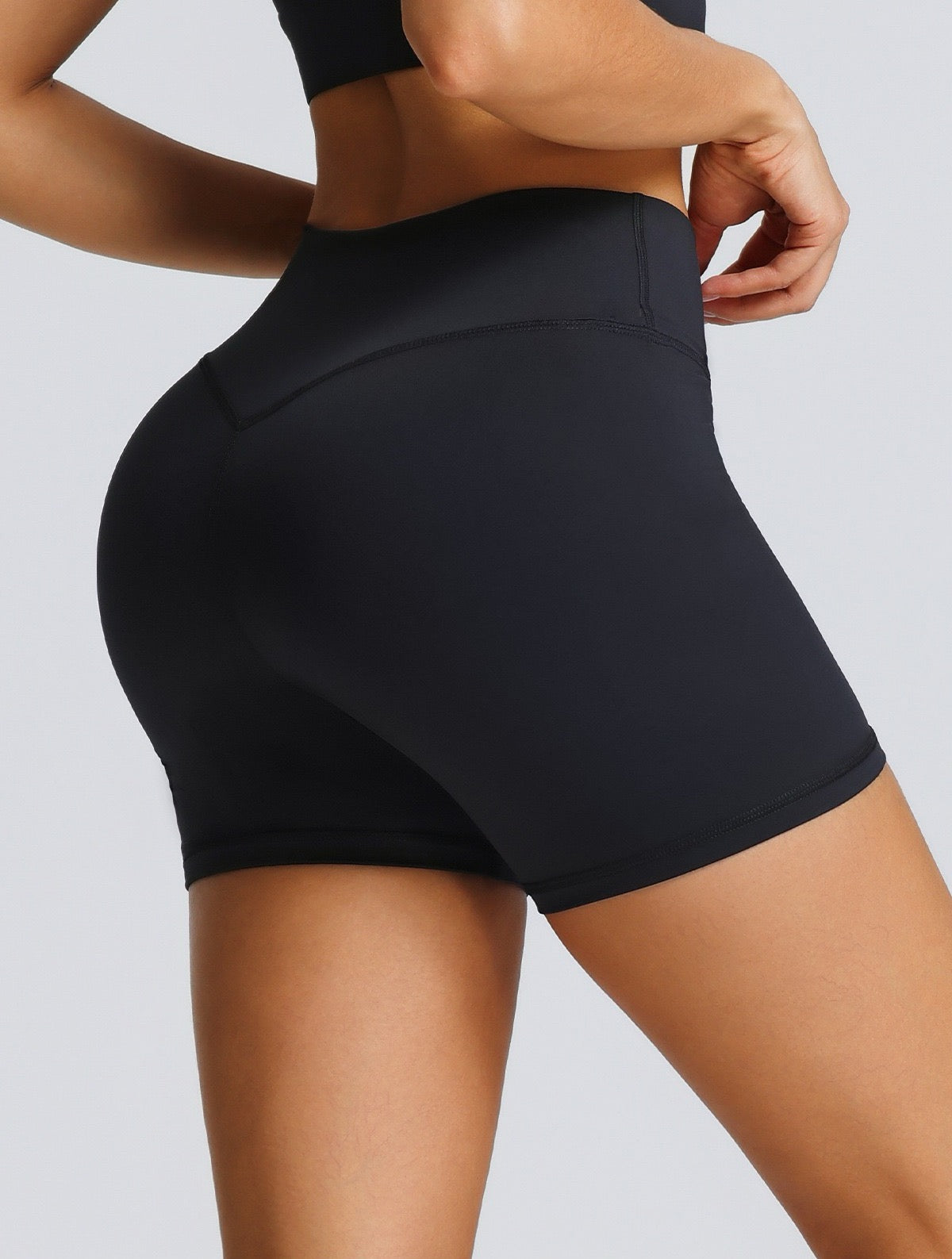 V-Waist High-Rise Shorts – Brown | Contouring & Supportive Fit