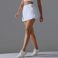 High-Waist Tennis Skirt with Pockets and Built-In Shorts - Light Ivory