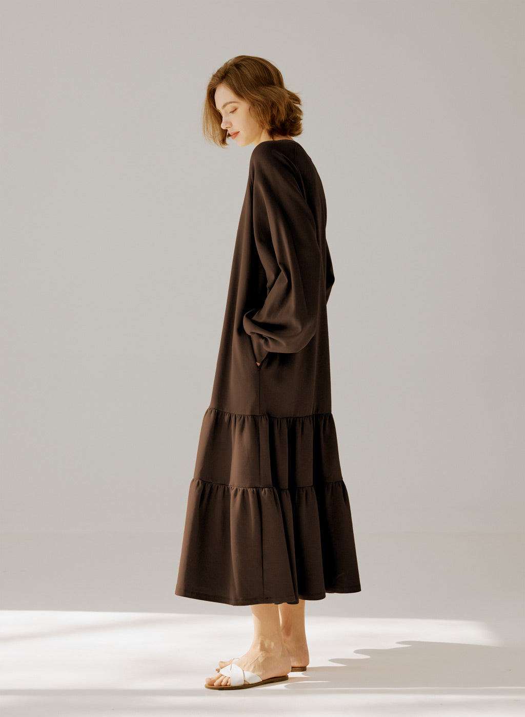 Crewneck Tiered Cotton Dress