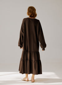 Crewneck Tiered Cotton Dress