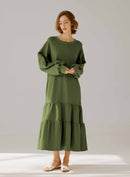 Crewneck Tiered Cotton Dress