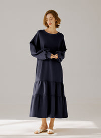Crewneck Tiered Cotton Dress