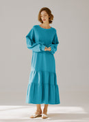 Crewneck Tiered Cotton Dress