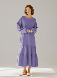 Crewneck Tiered Cotton Dress