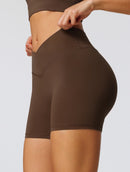 V-Waist High-Rise Shorts – Brown | Contouring & Supportive Fit