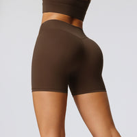 V-Waist High-Rise Shorts – Brown | Contouring & Supportive Fit