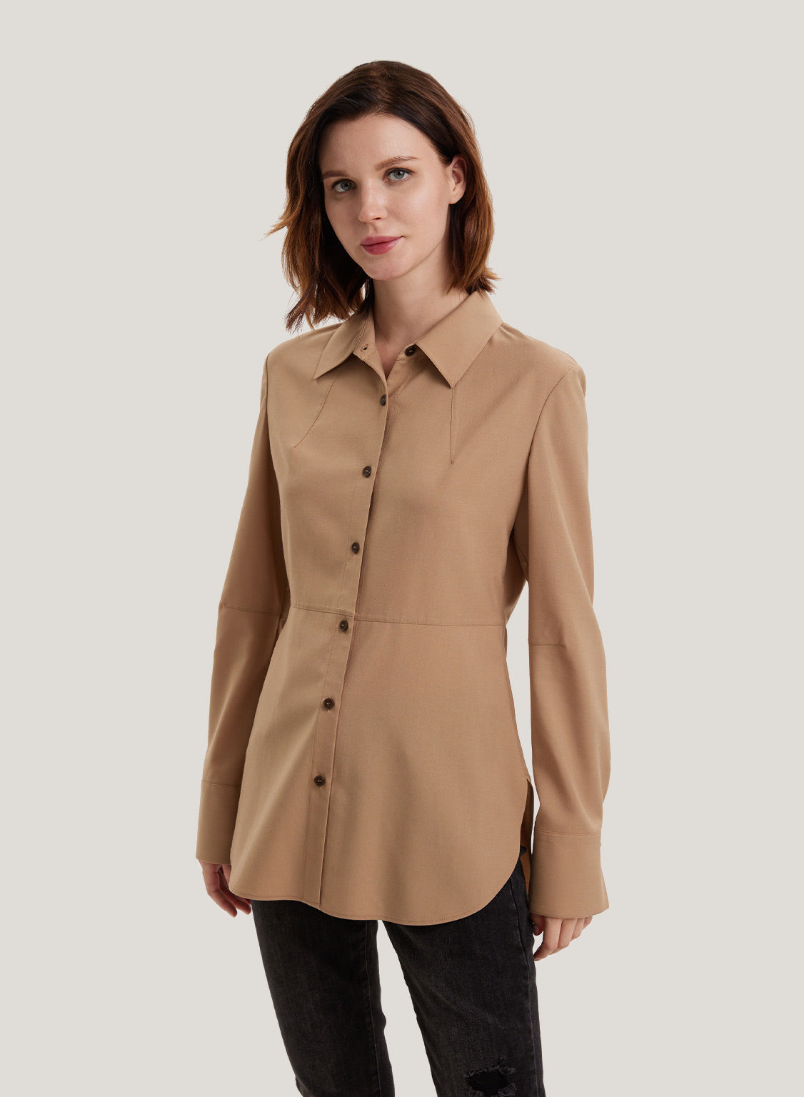 Wool-Blend Button-Up Shirt